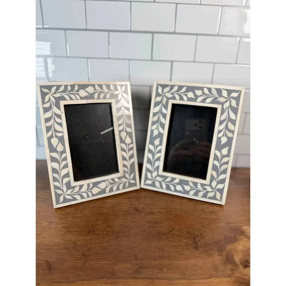Pair of Handcrafted Bone Inlay Photo Frames - Made in India